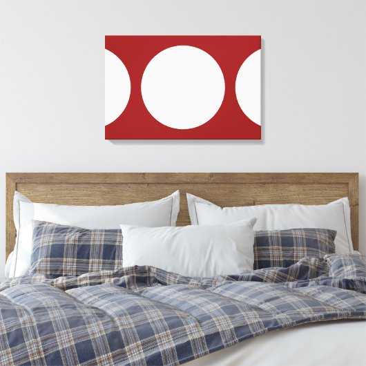 Witte cirkels op rood canvas afdruk (Insitu (Slaapkamer))