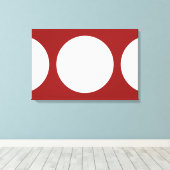 Witte cirkels op rood canvas afdruk (Insitu (Houten vloer))