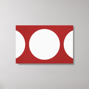 Witte cirkels op rood canvas afdruk