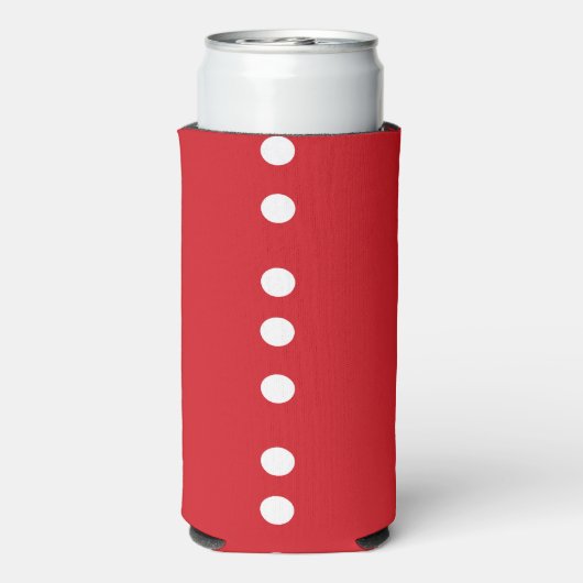 Witte cirkels op rood seltzer blikjeskoeler (Seltzer Achterkant)