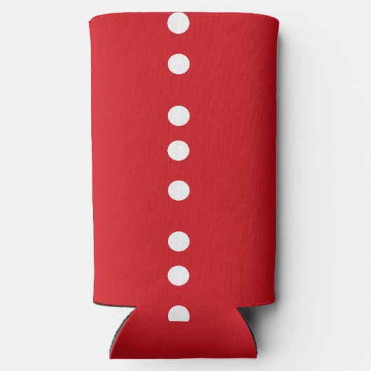 Witte cirkels op rood seltzer blikjeskoeler (Achterkant)