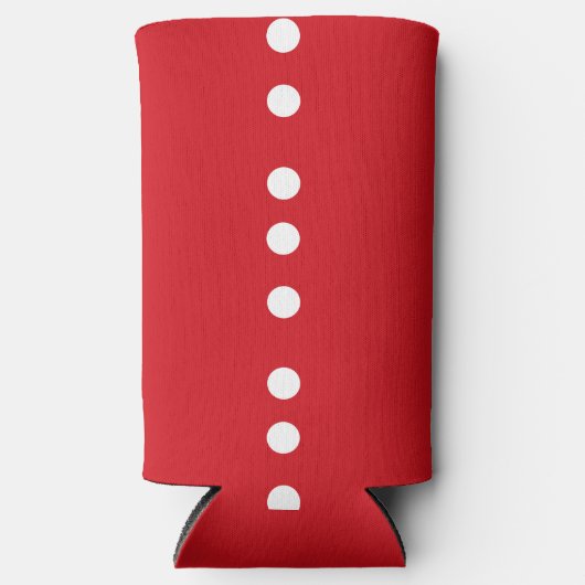 Witte cirkels op rood seltzer blikjeskoeler (Voorkant)