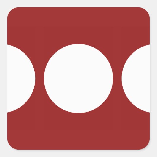 Witte cirkels op rood vierkante sticker (Voorkant)