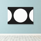 Witte cirkels op zwart canvas afdruk (Insitu (Houten vloer))