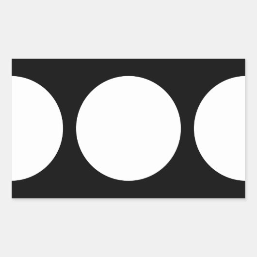 Witte cirkels op zwart rechthoekige sticker (Voorkant)