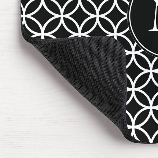 Witte cirkels Overlappend Patroon Zwarte Achtergro Muismat (Hoek)