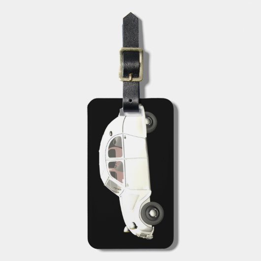 Witte citroen 2CV Bagagelabel (Voorkant verticaal)