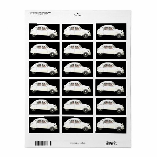 Witte citroen 2CV Etiket (Full Sheet)