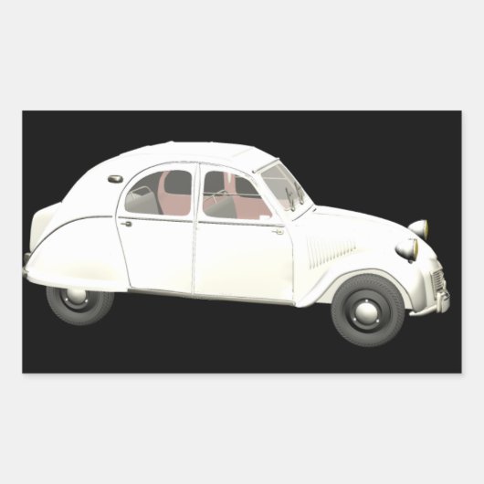 Witte citroen 2CV Rechthoekige Sticker (Voorkant)