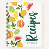 Witte Citrus Citroen Oranje Patroon Naam Recepten Notitieboek (Voorkant)