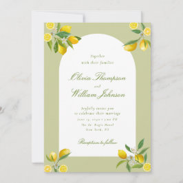 Witte Citrus Groene Citroen Trouwuitnodiging Kaart