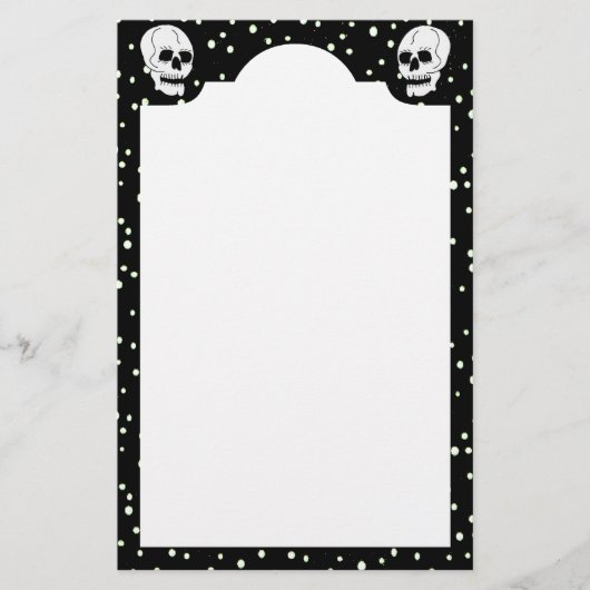 Witte Classic Skull Halloween Gothic Briefpapier (Voorkant)