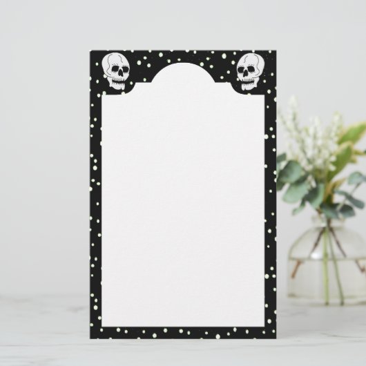 Witte Classic Skull Halloween Gothic Briefpapier (Staand voorkant)