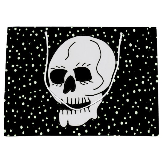 Witte Classic Skull Halloween Gothic Large Cadeautasje (Voorkant)