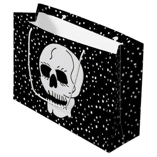 Witte Classic Skull Halloween Gothic Large Cadeautasje (Voorkant Gekanteld)