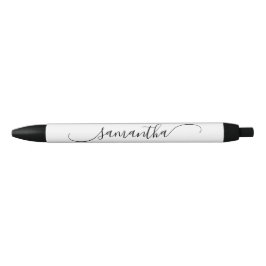 Witte Classy Curved Swash Handtekening Naam Zwarte Inkt Pen