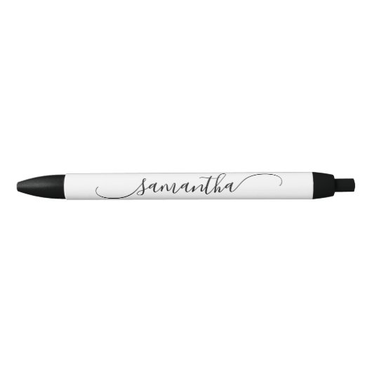 Witte Classy Curved Swash Handtekening Naam Zwarte Inkt Pen (Voorkant)