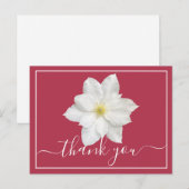 Witte Clematis Bloem Dieprode Achtergrond Bedankt Briefkaart (Voorkant / Achterkant)