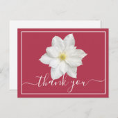 Witte Clematis Bloem Dieprode Achtergrond Dank Je Briefkaart (Voorkant / Achterkant)