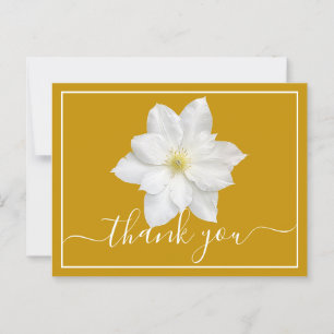 Witte Clematis Bloem Mosterd Achtergrond Dank Je Briefkaart