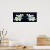 Witte Clematis Flowers Spiegel Abstract Poster (Keuken)