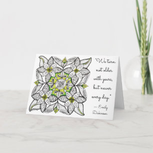 Witte Clematis Handgetekende Doodle & Citaat Verja Kaart