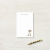 Witte Cockapoo aquarel gepersonaliseerd Post-it® Notes (Op bureau)