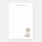 Witte Cockapoo aquarel gepersonaliseerd Post-it® Notes (Voorkant)