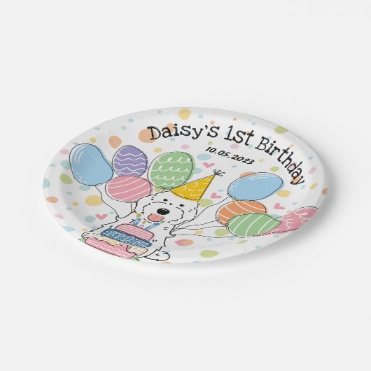 Witte Cockapoo Cavapoo Hond Verjaardag Papieren Bordje (Gekanteld)