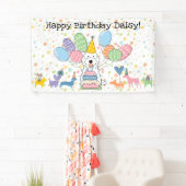 Witte Cockapoo Cavapoo Hond Verjaardagsfeestje Spandoek (Insitu)