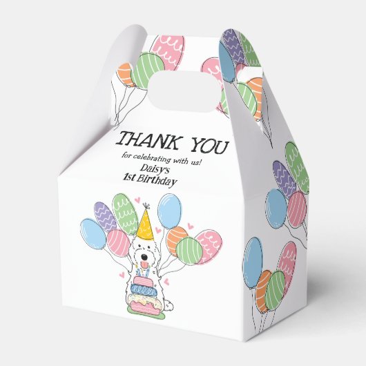 Witte Cockapoo Cavapoo Verjaardag Dank u Bedankdoosjes (Voorkant Zijde)