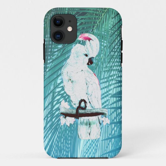 Witte cockatotropische palmbladeren Case-Mate iPhone case (Achterkant)