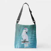Witte cockatotropische palmbladeren crossbody tas (Voorkant)