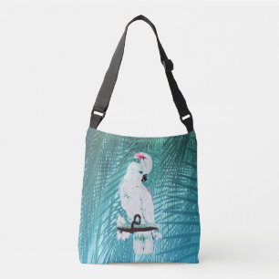 Witte cockatotropische palmbladeren crossbody tas