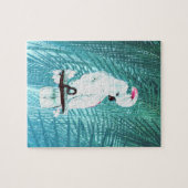 Witte cockatotropische palmbladeren legpuzzel (Horizontaal)