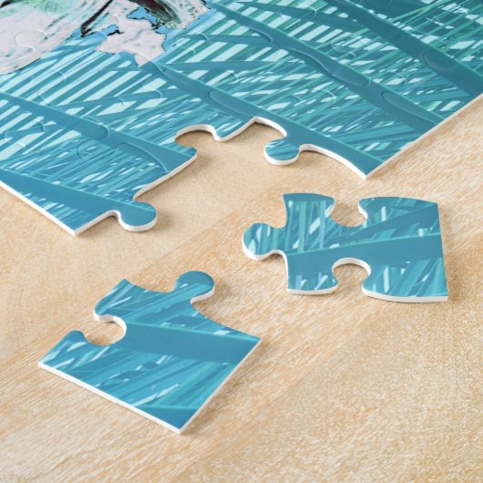 Witte cockatotropische palmbladeren legpuzzel (Zijkant)