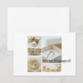Witte collage verlovingsaankondiging aankondiging (Voorkant / Achterkant)