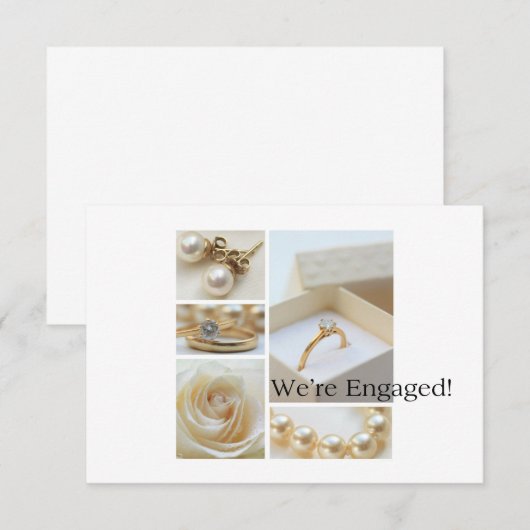 Witte collage verlovingsaankondiging aankondiging (Voorkant / Achterkant)