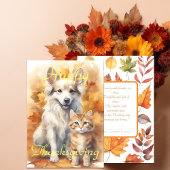 Witte Collie-hond en tabby kat Kerstmis Kaart