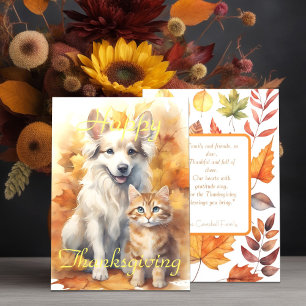 Witte Collie-hond en tabby kat Kerstmis Kaart