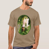 Witte Columbine bloem en broedbijen T-shirt (Voorkant)