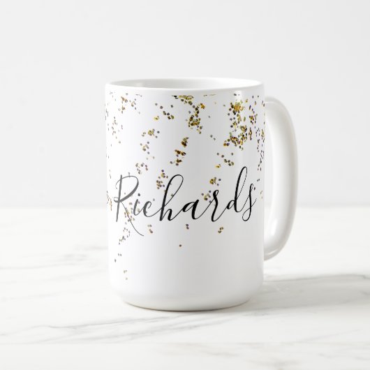 witte combo mok van 15 oz met haar naam & glitter (Voorkant rechts)