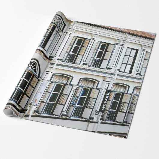 WITTE CONCRETE BOUW TIJDENS DAG CADEAUPAPIER (Uitgerold)