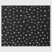 Witte Confetti Dog Paw Print Patroon Aangepast Cadeaupapier (Vlak)