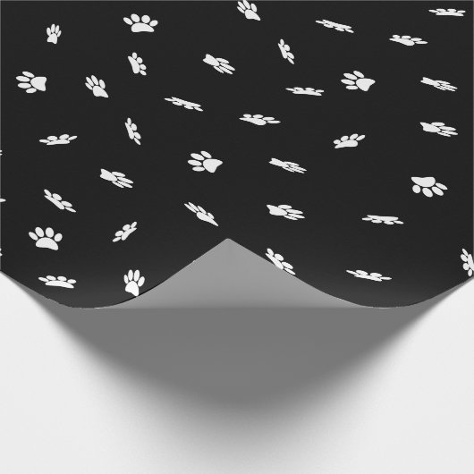 Witte Confetti Dog Paw Print Patroon Aangepast Cadeaupapier (Hoek)