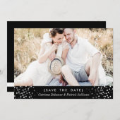 WITTE CONFETTI FOTO BEWAAR DE DATUMAANKONDIGING KAART (Voorkant / Achterkant)