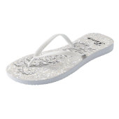Witte Confetti Glitter & Wit Metallic | Bruid Teenslippers (Schuin)