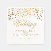 Witte & Confetti gouden Stippen Onze trouwdag Servet (Voorkant)