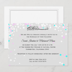 Witte confetti Muslim bruiloft Kaart
