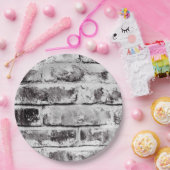 Witte Contrast Industrieel Rustieke Baksteenstruct Papieren Bordje (Feest)